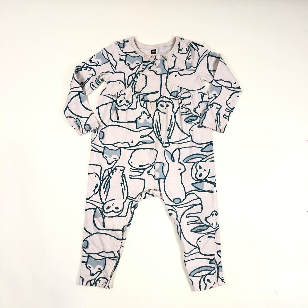 TEA OWL PRINT GIRLS ROMPER SIZE 18/24M